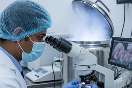 Experts preserve and freeze the embryos safely for up to one year at an IVF centre in Coimbatore.