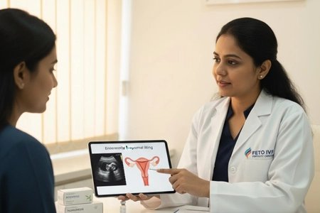 Experts prepare the endometrium carefully to ensure the successful embryo transfer in Coimbatore.